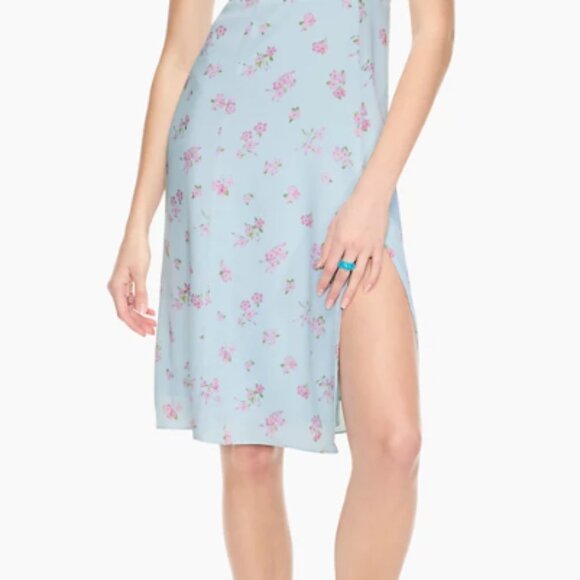 Aritzia Sunday Best Light Blue & Pink Floral Midi Skirt - Picture 1 of 6